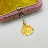18ct Yellow Gold Religious Virgin Mary Charm Pendant Vintage c1970 Italian
