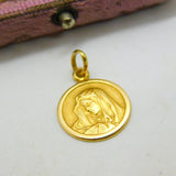 18ct Yellow Gold Religious Virgin Mary Charm Pendant Vintage c1970 Italian