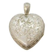Victorian Sterling Silver Aesthetic Pattern Heart Locket Pendant Antique c1890