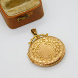 9ct Yellow Gold Floral Pattern Sweetheart Locket Pendant Antique 1913 Birmingham