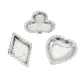 Victorian Set of Sterling Silver Playing Card Suits Pin Dishes Antique 1897 Birmingham