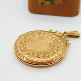9ct Yellow Gold Floral Pattern Sweetheart Locket Pendant Antique 1913 Birmingham