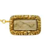 George III 14ct Gold, Blonde Hair Set Engraved Mourning Brooch Antique c1820