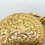 9ct Yellow Gold Floral Pattern Sweetheart Locket Pendant Antique 1913 Birmingham