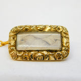 George III 14ct Gold, Blonde Hair Set Engraved Mourning Brooch Antique c1820
