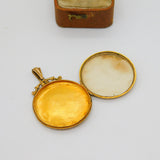 9ct Yellow Gold Floral Pattern Sweetheart Locket Pendant Antique 1913 Birmingham