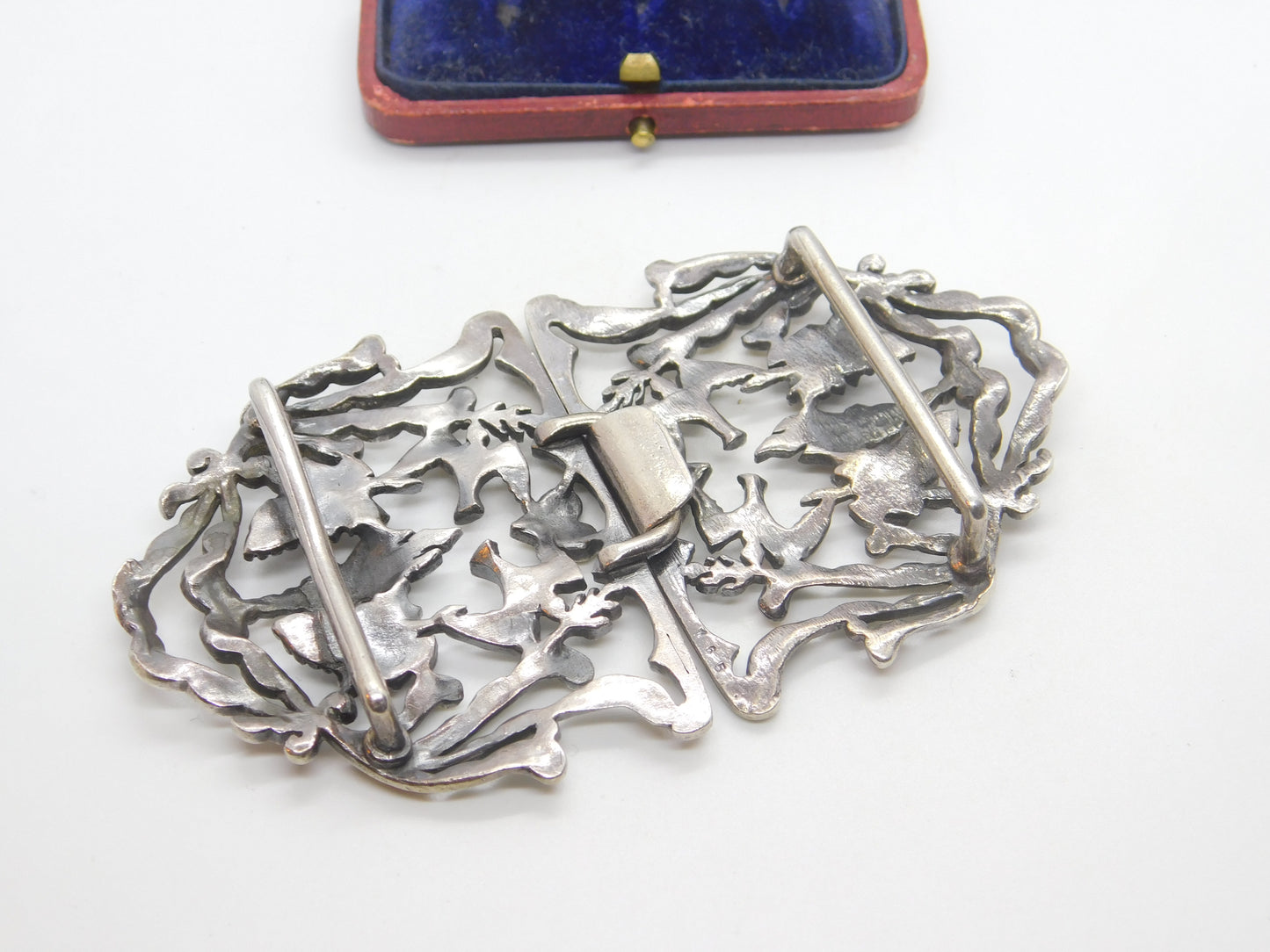 Sterling Silver Heart & Swallow Sweetheart Nurses Buckle 1993 London Vintage