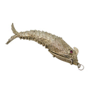 Large Sterling Silver Articulated Flapping Fish Pill Box Pendant Vintage 1976 London