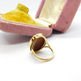 9ct Yellow Gold & Large Shell Female Cameo Ring Vintage 1973 Birmingham