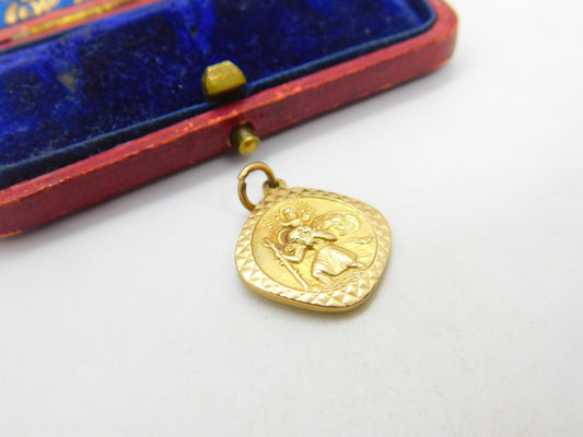 Georg Jensen 9ct Yellow Gold St Christopher with Travel Reverse Charm 1968 London