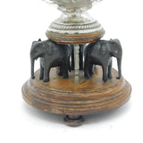 19th Century Indian Sterling Silver & Carved Wooden Bowl on Stand Antique