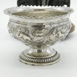 19th Century Indian Sterling Silver & Carved Wooden Bowl on Stand Antique