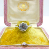 9ct White Gold & Large Diamond Paste Solitaire Ring Vintage c1970 Size M UK