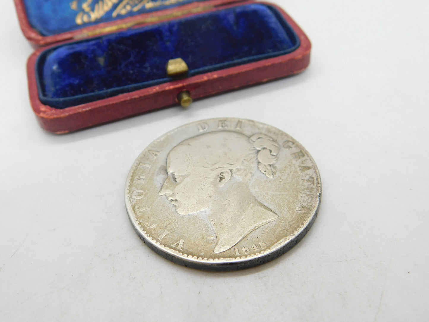 Queen Victoria Young Head Crown Coin 1845 Fair Condition Antique .925 Silver