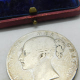 Queen Victoria Young Head Crown Coin 1845 Fair Condition Antique .925 Silver