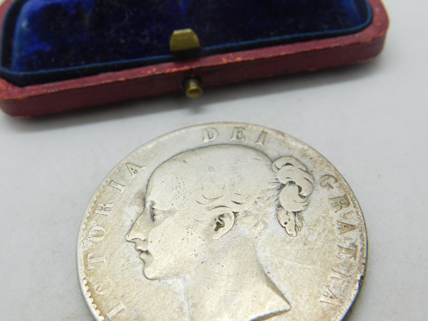 Queen Victoria Young Head Crown Coin 1845 Fair Condition Antique .925 Silver