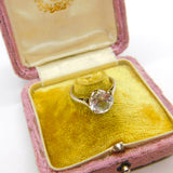 9ct White Gold & Large Diamond Paste Solitaire Ring Vintage c1970 Size M UK