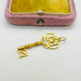 9ct Yellow Gold 21st Birthday Good Luck Key Charm Pendant Vintage 1988 London