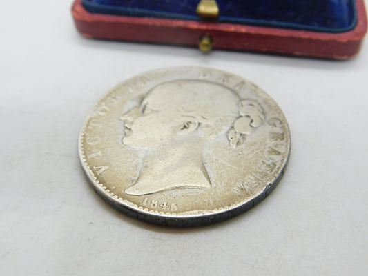 Queen Victoria Young Head Crown Coin 1845 Fair Condition Antique .925 Silver