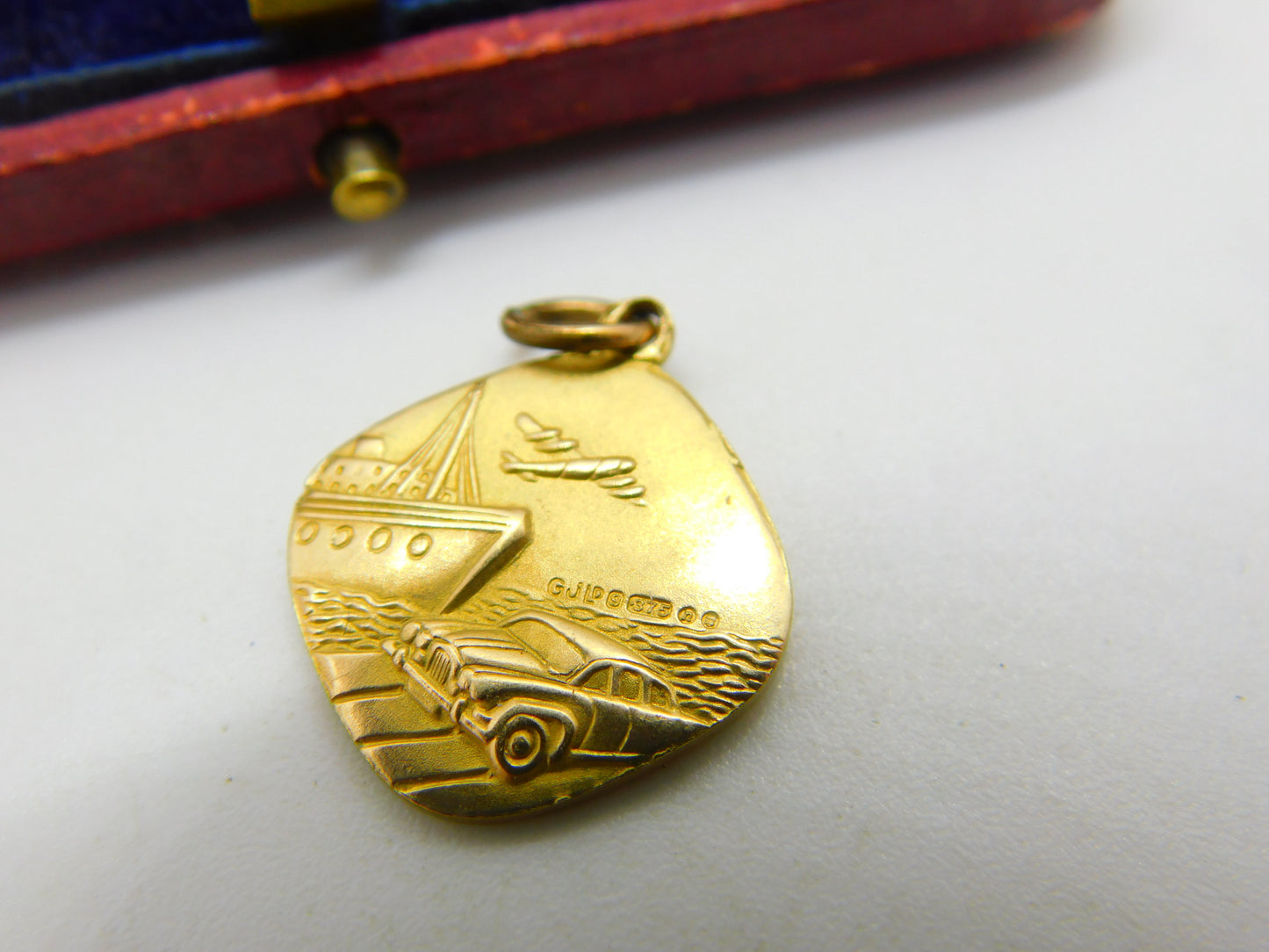 Georg Jensen 9ct Yellow Gold St Christopher with Travel Reverse Charm 1968 London