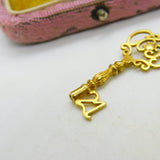 9ct Yellow Gold 21st Birthday Good Luck Key Charm Pendant Vintage 1988 London