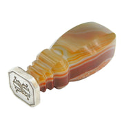 18th Century Huge Sterling Silver & Carved Banded Agate Desk Seal Antique