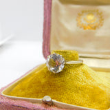 9ct White Gold & Large Diamond Paste Solitaire Ring Vintage c1970 Size M UK