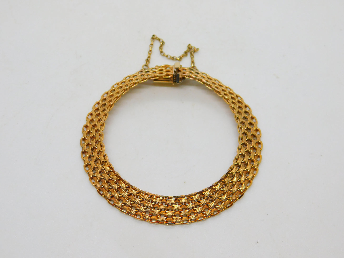 9ct Yellow Gold Woven Knotted Rope Chain Bracelet Vintage c1980