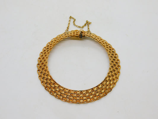 9ct Yellow Gold Woven Knotted Rope Chain Bracelet Vintage c1980