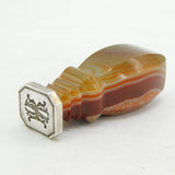 18th Century Huge Sterling Silver & Carved Banded Agate Desk Seal Antique