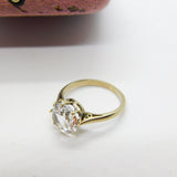 9ct White Gold & Large Diamond Paste Solitaire Ring Vintage c1970 Size M UK