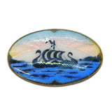 Ivar T. Holth Norwegian Sterling Silver Enamel Viking Ship Brooch Antique c1920