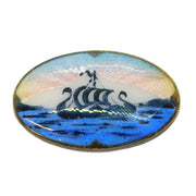Ivar T. Holth Norwegian Sterling Silver Enamel Viking Ship Brooch Antique c1920
