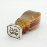 18th Century Huge Sterling Silver & Carved Banded Agate Desk Seal Antique