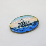 Ivar T. Holth Norwegian Sterling Silver Enamel Viking Ship Brooch Antique c1920