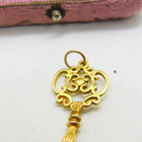 9ct Yellow Gold 21st Birthday Good Luck Key Charm Pendant Vintage 1988 London