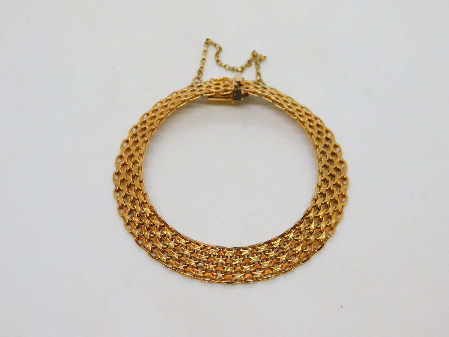 9ct Yellow Gold Woven Knotted Rope Chain Bracelet Vintage c1980