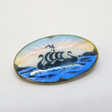Ivar T. Holth Norwegian Sterling Silver Enamel Viking Ship Brooch Antique c1920