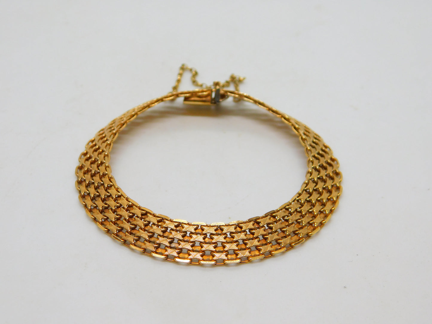 9ct Yellow Gold Woven Knotted Rope Chain Bracelet Vintage c1980