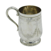 Victorian Sterling Silver Floral Pattern Tankard Mug Antique 1882 Birmingham
