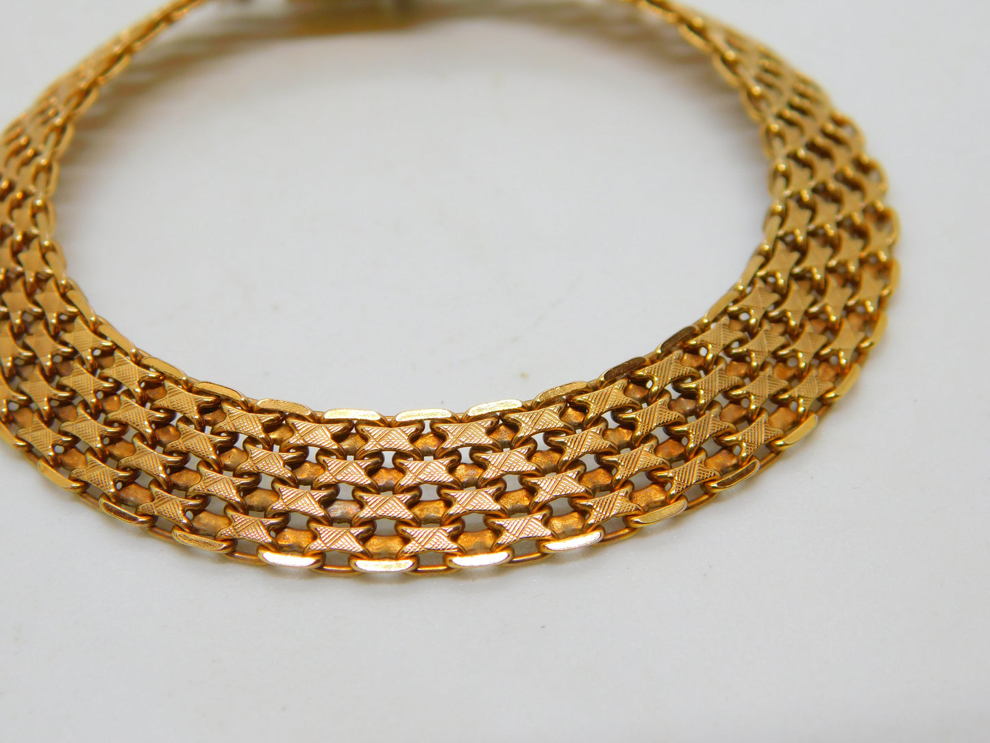 9ct Yellow Gold Woven Knotted Rope Chain Bracelet Vintage c1980