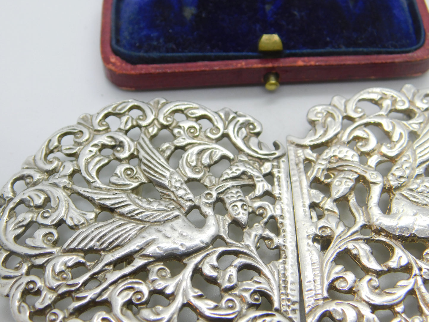 Sterling Silver Victorian Style Stork Nurses Buckle 1970 London Vintage