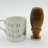 18th Century Huge Sterling Silver & Carved Banded Agate Desk Seal Antique