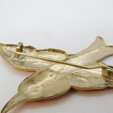 Scandinavian Sterling Silver Orange Enamel Bird Brooch Pin Antique c1920