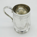 Victorian Sterling Silver Floral Pattern Tankard Mug Antique 1882 Birmingham