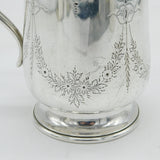 Victorian Sterling Silver Floral Pattern Tankard Mug Antique 1882 Birmingham