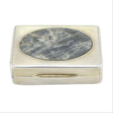 Sterling Silver Engine Turned Rainbow Moonstone Set Snuff Box Antique Art Deco