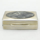 Sterling Silver Engine Turned Rainbow Moonstone Set Snuff Box Antique Art Deco