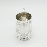 Victorian Sterling Silver Floral Pattern Tankard Mug Antique 1882 Birmingham