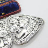 Sterling Silver Nouveau Fairy with Flower Nurses Buckle 1998 London Vintage
